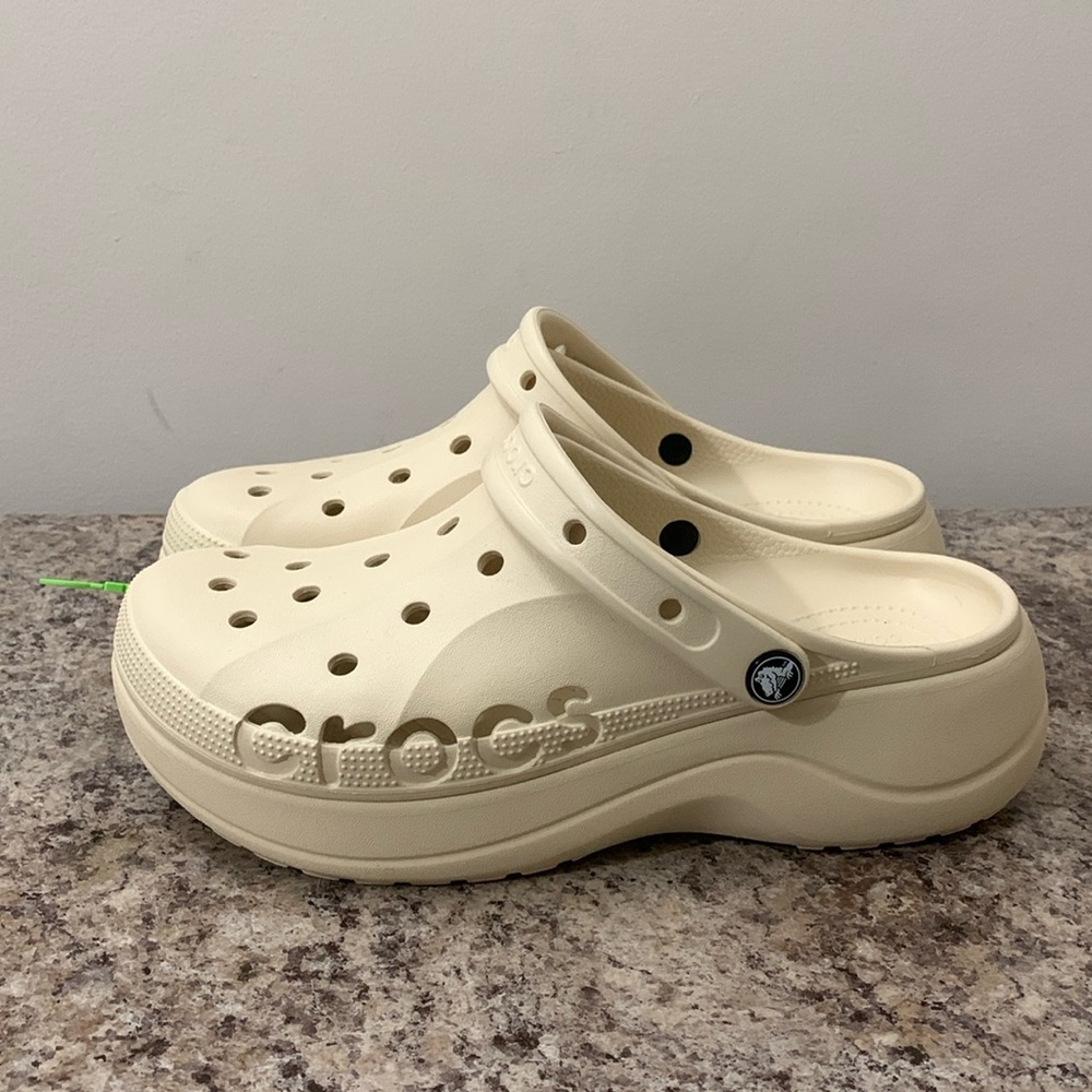 Beige / Tan Platform Crocs - Picture 11 of 14